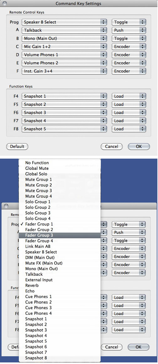 RME Advanced remote Control Settings